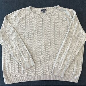 Lands End Fisherman cable crew neck sweater.